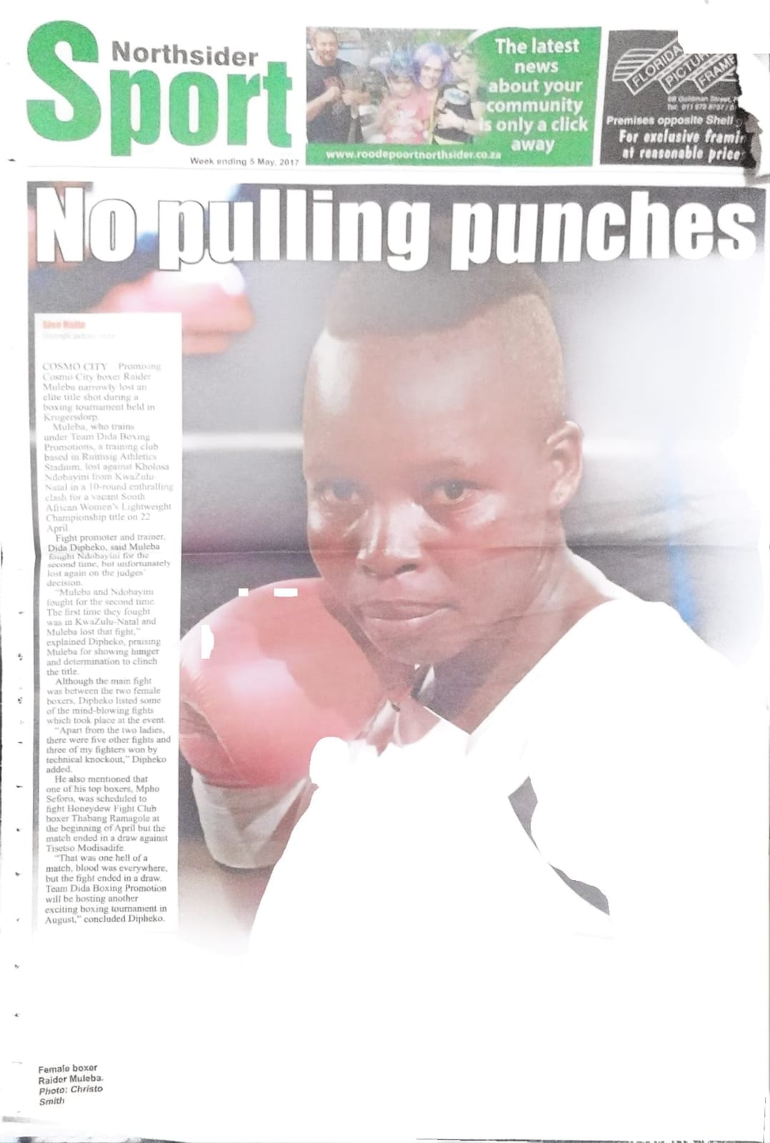 Newspaper coverage of Team Dida boxing promotion